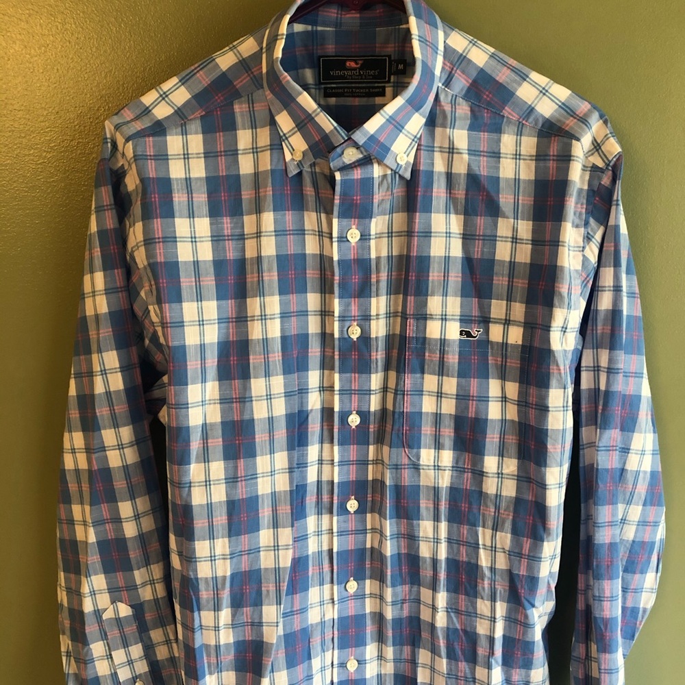 Vineyard Vines Mens Plaid Button Down Medi…
